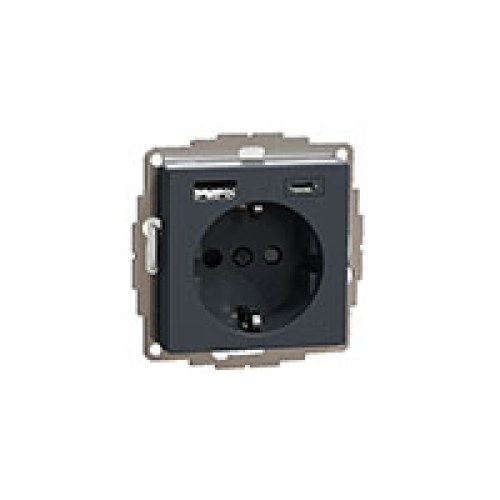 Розетка с заземлением с 2 USB А+С цвет антрацит — Schneider Electric MTN2367-0414