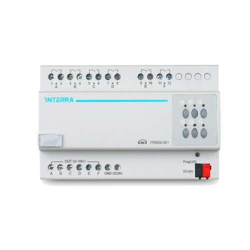 KNX реле, 6 каналов 10A (0/1-10V DC) — Interra ITR500-0001
