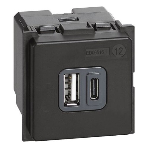 L.NOW - зарядка USB 3A тип A и C 2M — Bticino BT-K4287C2