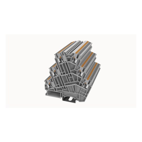 DSS2.5-3L-01P-11-01Z(H) Пружинный клемник серый три на три, выводы под углом Push-in на DIN-рейку DEGSON