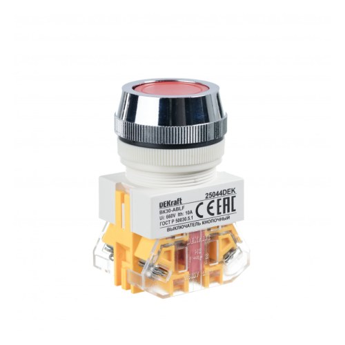 Выкл. кноп. ABLF D30 мм КРАСНЫЙ 220В DEKraft ВK-30 — DEKraft 25044DEK