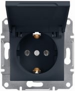 EPH3100171 Asfora розетка с крышкой, с заземлением, без рамки, 16 А, винтовой, АНТРАЦИТ Schneider Electric — Schneider Electric EPH3100171, фото 2