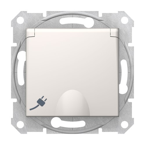 SDN3100123 Розетка с защитными шторками и крышкой (крем) Schneider Electric — Schneider Electric SDN3100123