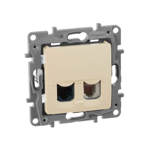 Модуль розетки двойной RJ11+RJ45, категория 5 UTP, слоновая кость, ETIKA Legrand — Legrand 672352
