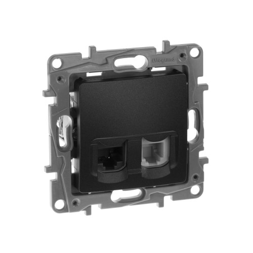 Розетка RJ11+RJ45 5Е UTP Антрацит ETIKA Legrand — Legrand 672652