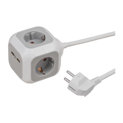 Удлинитель в виде куба ALEA-Power кабель 1,4 метра , 4 розетки, USB-Charqer Socket block Brennenstuhl — Brennenstuhl 1150100