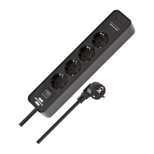 Удлинитель Ecolor на 4 розетки с 2 USB C. Черный Brennenstuhl — Brennenstuhl 1153240106