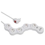 Сетевой удлинитель на 5 розеток (2 порта USB, макс. 2100 мА, кабель 1,4 м и выключатель Brennenstuhl — Brennenstuhl 1155350210