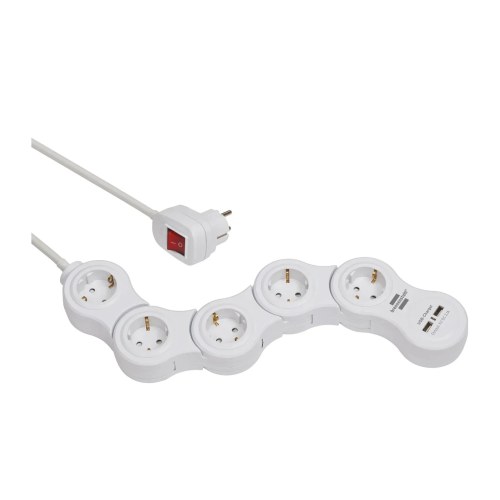 Сетевой удлинитель на 5 розеток (2 порта USB, макс. 2100 мА, кабель 1,4 м и выключатель Brennenstuhl — Brennenstuhl 1155350210