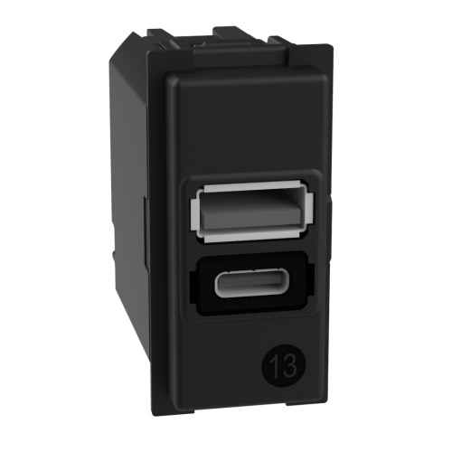 L.NOW - USB-зарядное устройство с 2 портами типа A и C - 15 Вт — Bticino BT-K4191AC