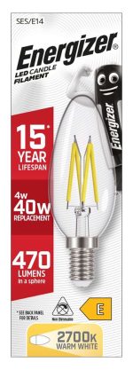 Лампа светодиодная свеча филаментная Energizer E14 4Вт 470лм 2700К тёплый белый — Energizer S12869, фото 3