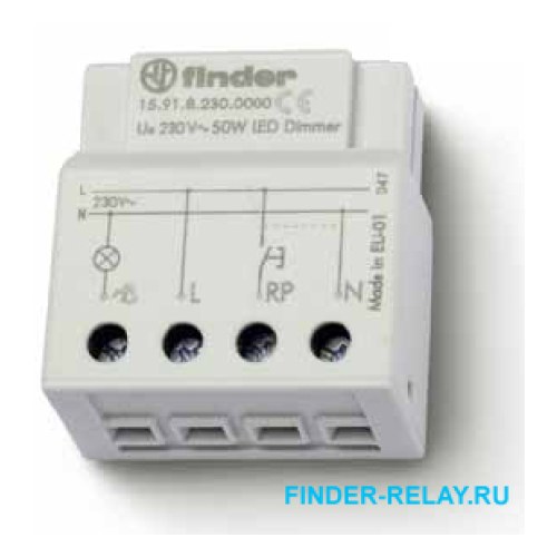 15.91.8.230.0000 Электронное шаговое реле и Диммер 50W -45-65HZ for dimmable led lamps Finder — Finder 15.91.8.230.0000