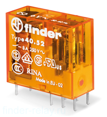 Реле Finder 40.52.8 40.52.8.230.0000 Миниатюрное реле; 2 перекидных контакта 8А (~ 230В AC) Finder — Finder 40.52.8.230.0000