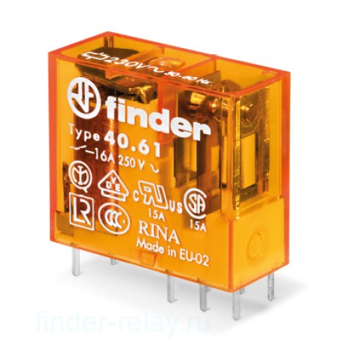 40.61.8.230.0000 Миниатюрные силовые реле; 1CO 16A; 230в AC coil Finder — Finder 40.61.8.230.0000