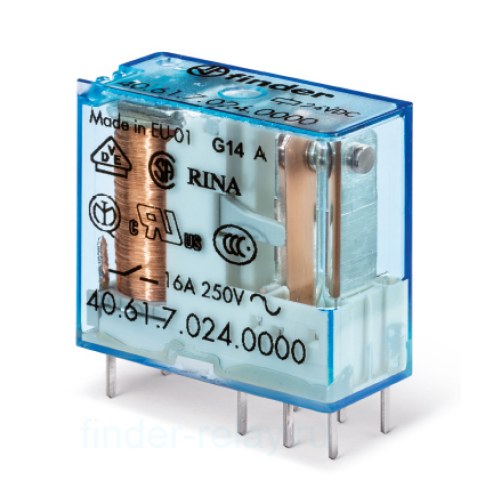 40.61.9.024.0000 Миниатюрные силовые реле; 1CO 16A; 24в DC coil Finder — Finder 40.61.9.024.0000