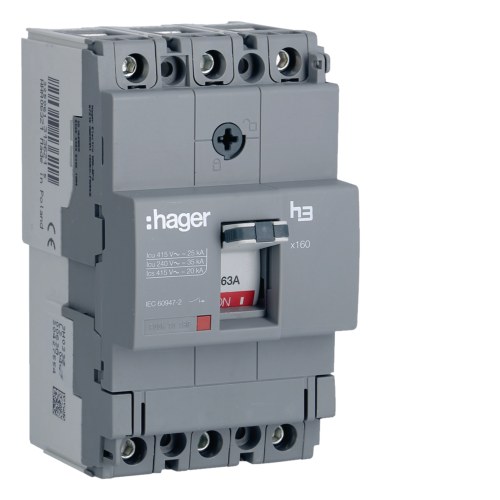 Силовой автомат X160 3P 25kA 63A — Hager HHA063Z