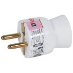 Вилка с заземлением Legrand Элиум 2К+З пластиковая, 16А, прямая, белая — Legrand 50187