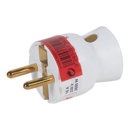 Вилка с нижним выводом Legrand Элиум 2К+З 16А, белая — Legrand 50188