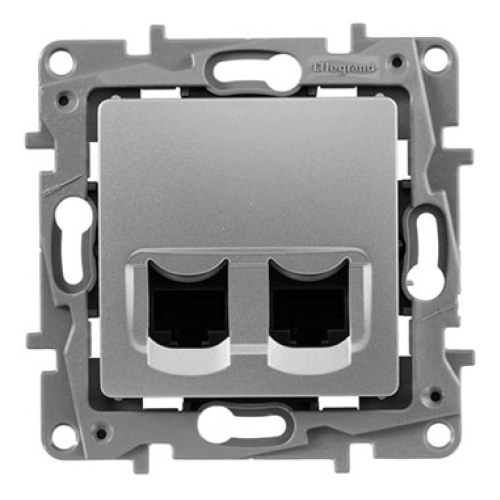 Розетка 2xRJ45 5Е UTP, алюминий, ETIKA Legrand — Legrand 672455