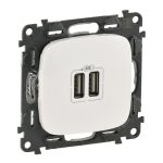 Модуль зарядного устройства 2х USB, 100-240ВA, 50-60Гц, 5В-2400мА, с лицевой панелью, Valena Allure, белый Legrand — Legrand 754995