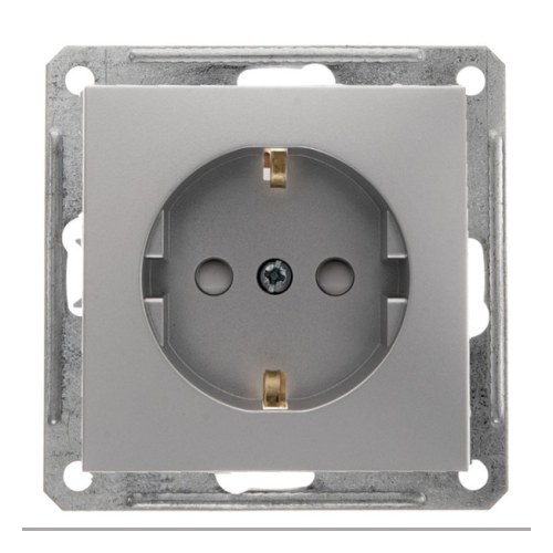 W59 РОЗЕТКА с заземлением со шторками, 16А, механизм, МАТОВЫЙ ХРОМ — Schneider Electric RS16-152-5-86