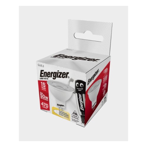 Лампа светодиодная спот MR16 Energizer GU5.3 6Вт тёплый белый, угол 42°, артикул S10920