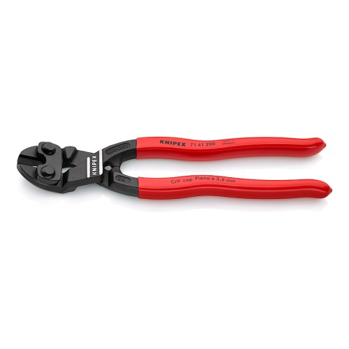 KNIPEX CoBolt® компактный болторез, с чернением, ручки с пластмассовым покрытием, головка под углом 20°, с выемкой — Knipex 71 41 200