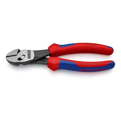 KNIPEX TwinForce® кусачки боковые, высокой мощности, с чернением , полированная головка, ручки с двухкомпонентными чехлами — Knipex 73 72 180
