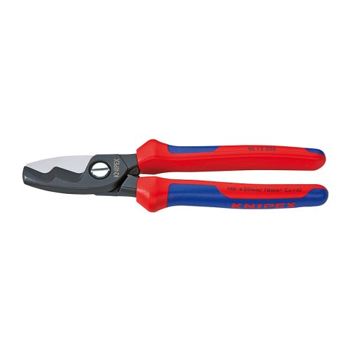 KNIPEX Ножницы для резки кабелей с двойными режущими кромками, вороненый инструмент, ручки с двухкомпонентными чехлами — Knipex 95 12 200