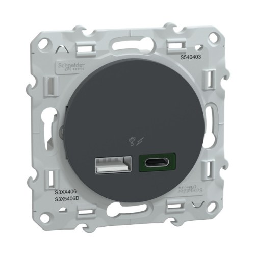 S540403 Розетки USB, Type A+C Odace, цвет антрацит Schneider Electric — Schneider Electric S540403