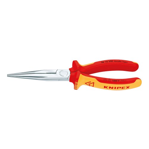 KNIPEX Длинногубцы с режущими кромками, хромированные, изолированные ручки из многокомпонентного материала, 1000V, 200mm — Knipex 26 16 200