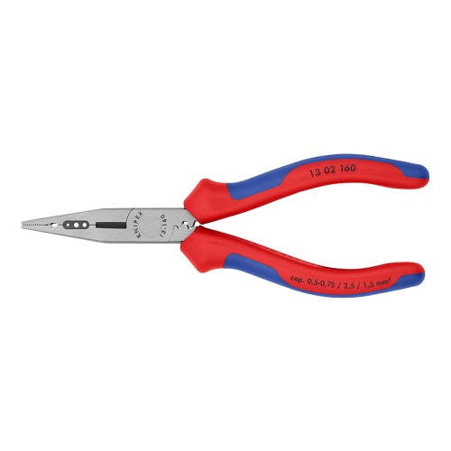 KNIPEX Плоскогубцы электрика, с чернением, полированная головка, ручки с двухкомпонентными чехлами — Knipex 13 02 160